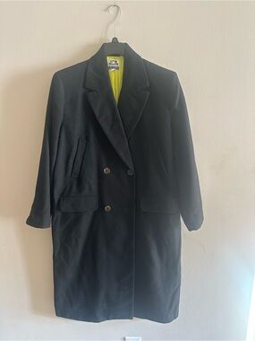 ✨Future Collective Black Double-Breasted Pea Coat Size L NWT